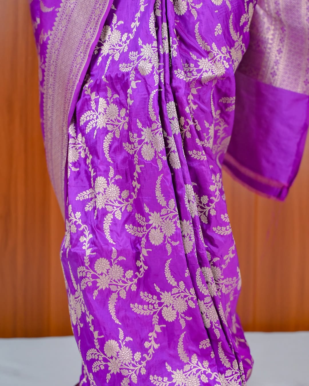 Purple Banarasi Katan Silk Saree
