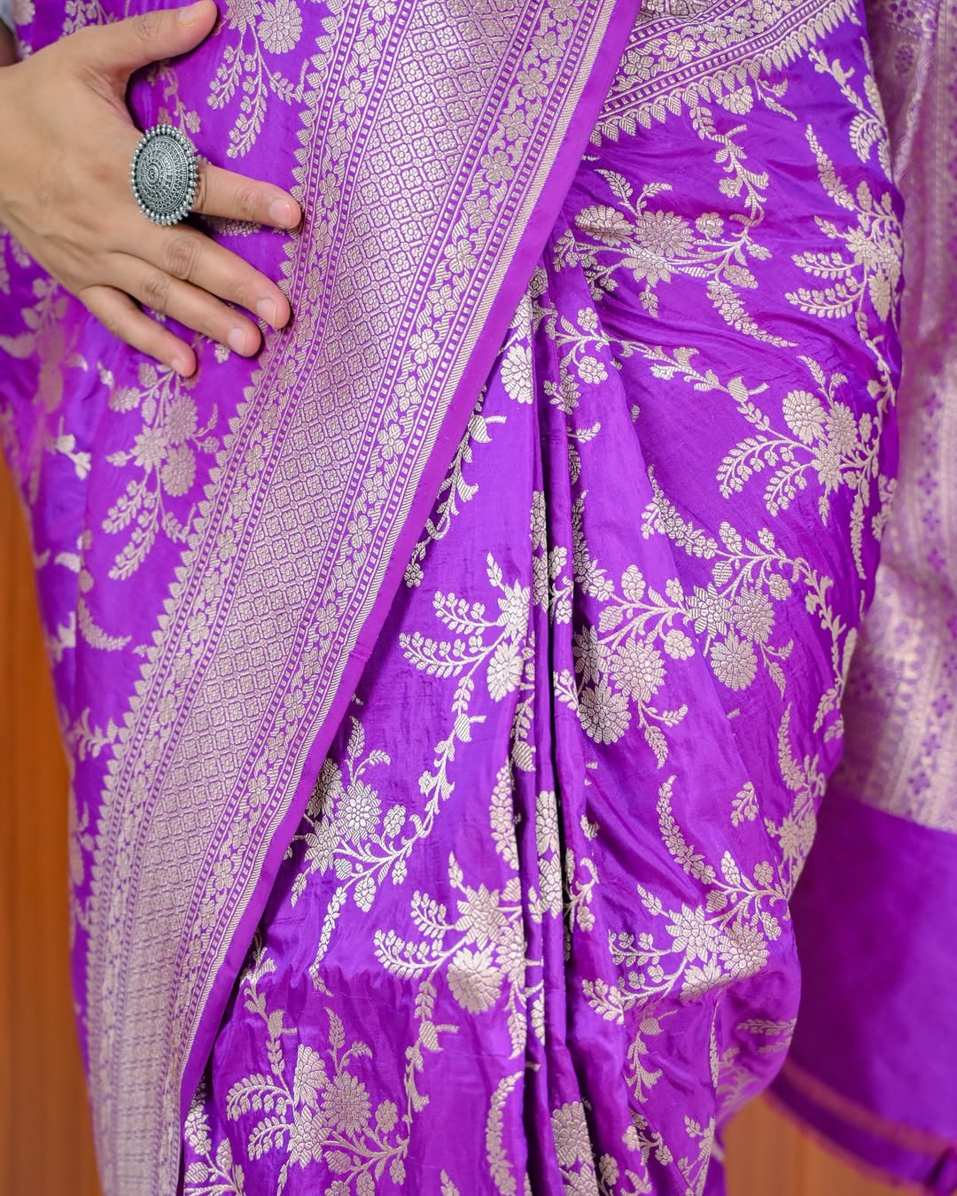 Purple Banarasi Katan Silk Saree