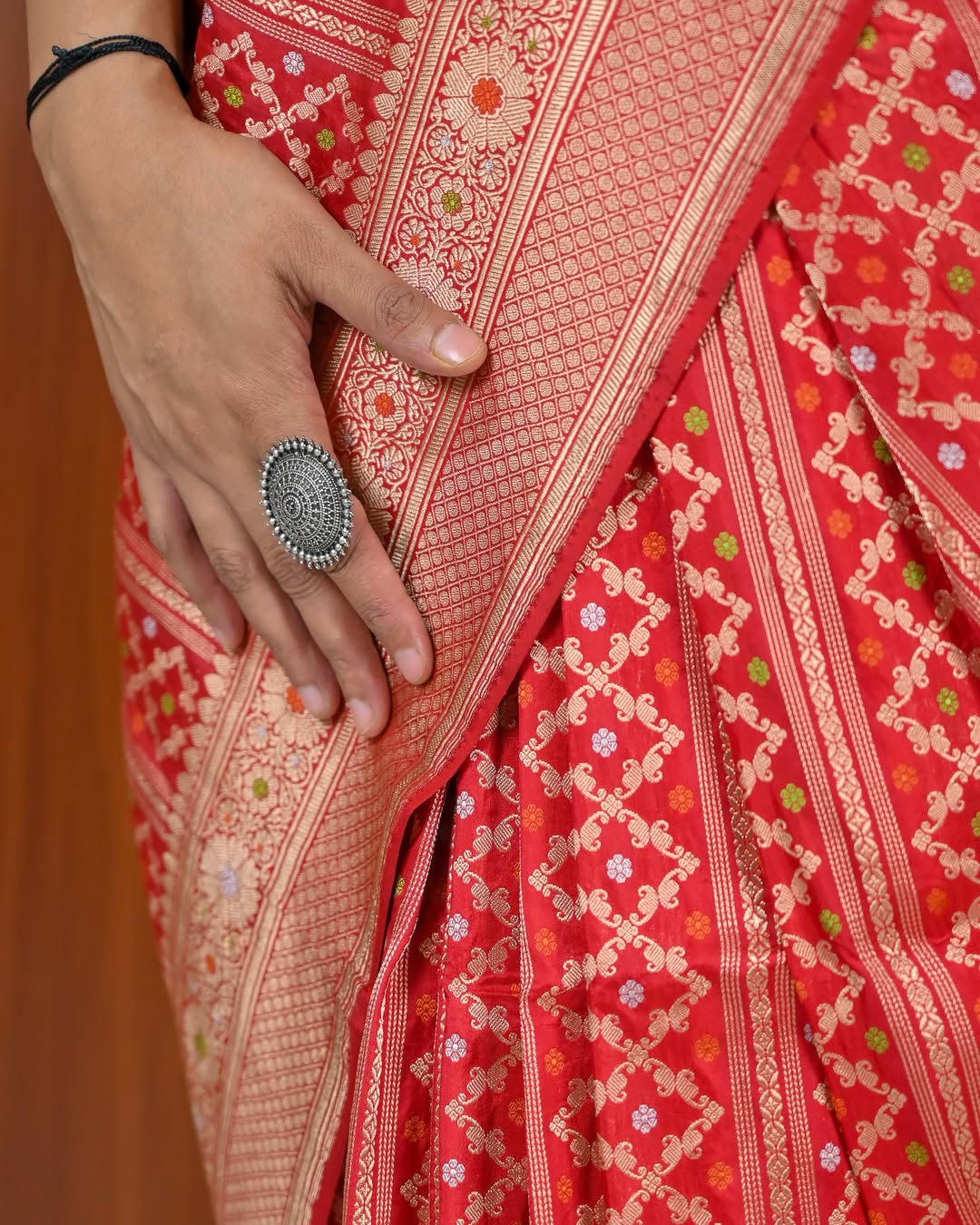 Red Banarasi Katan Silk Saree