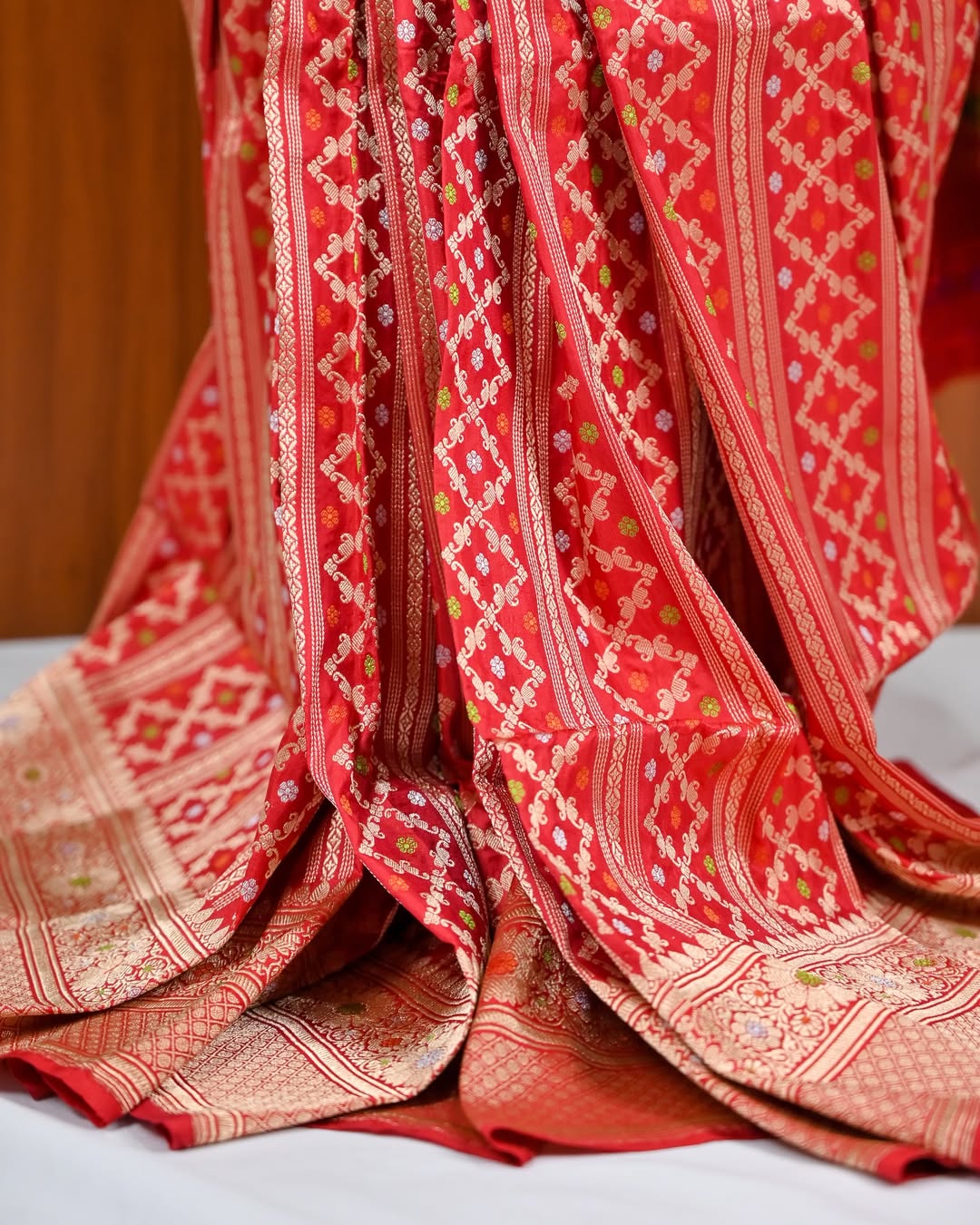Red Banarasi Katan Silk Saree