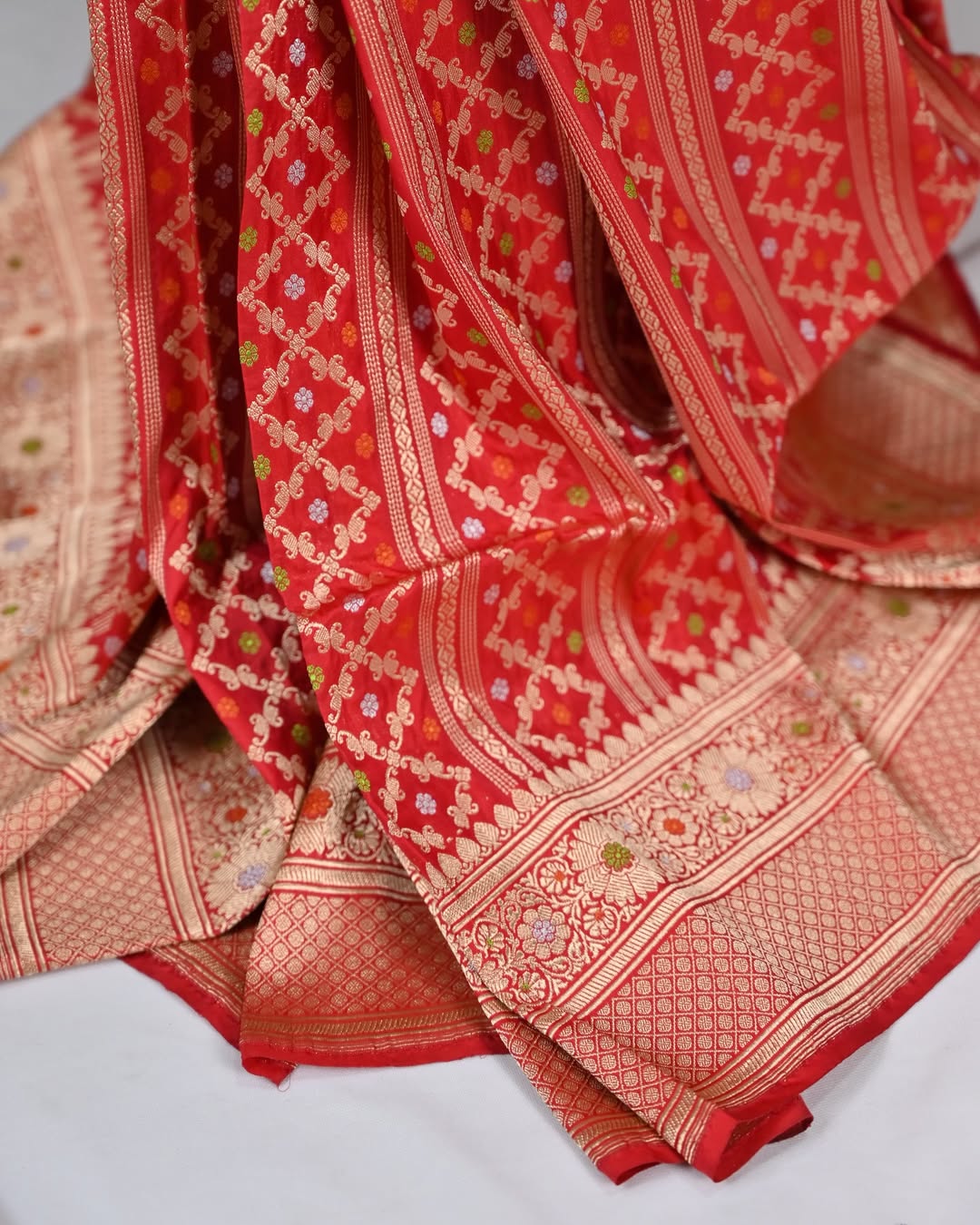 Red Banarasi Katan Silk Saree