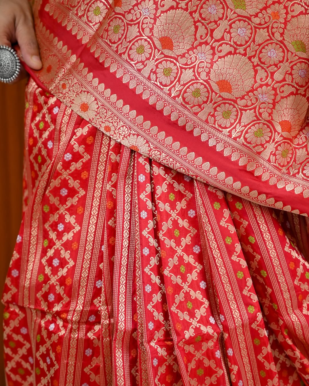Red Banarasi Katan Silk Saree