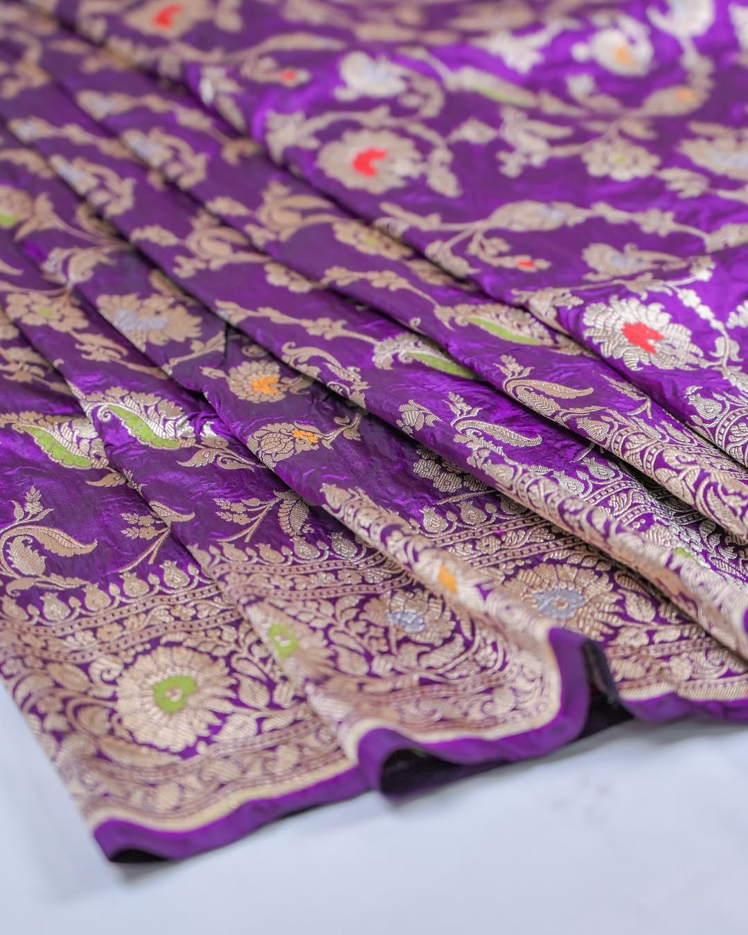 Purple Banarasi Katan Silk Saree