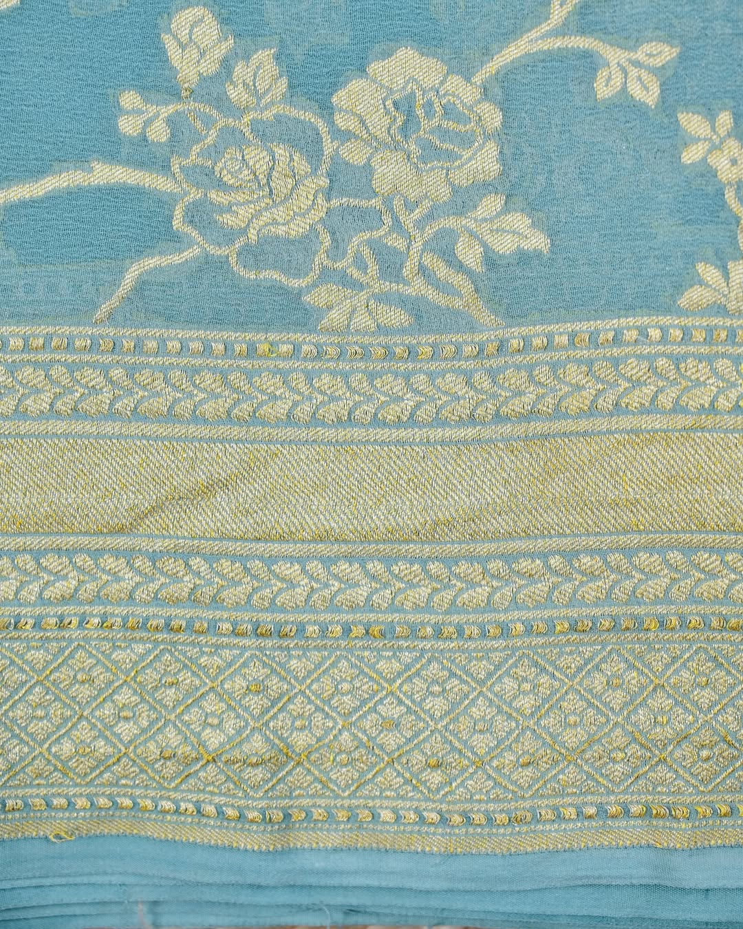 Aqua Green Khaddi Georgette Saree