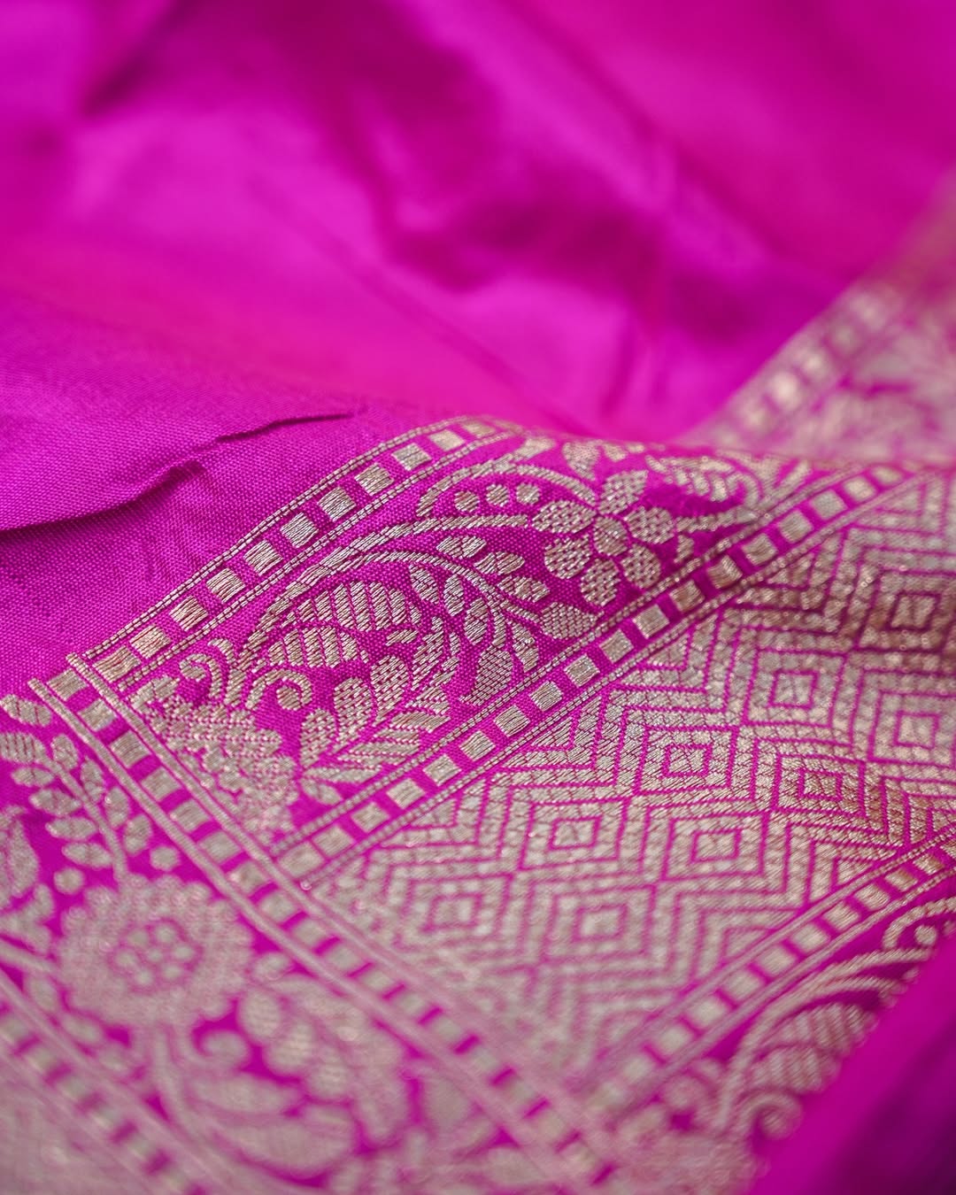 Rani Pink Banarasi Katan Silk Saree