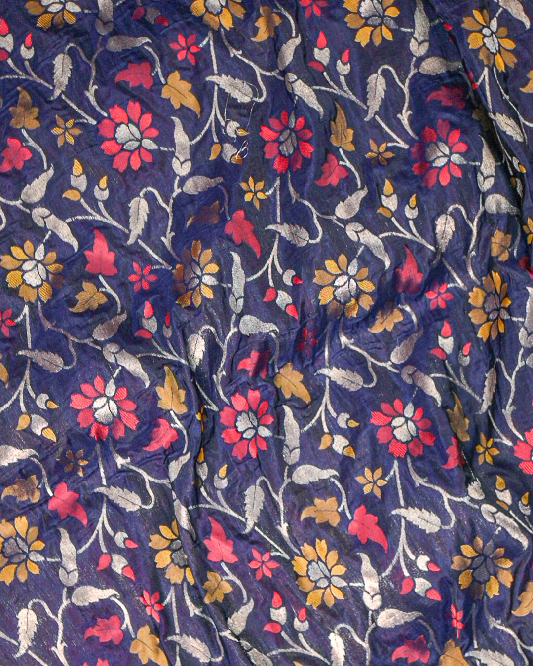 Navy Blue Banarasi Katan Silk Saree