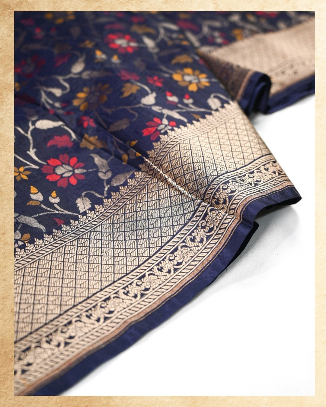 Navy Blue Banarasi Katan Silk Saree