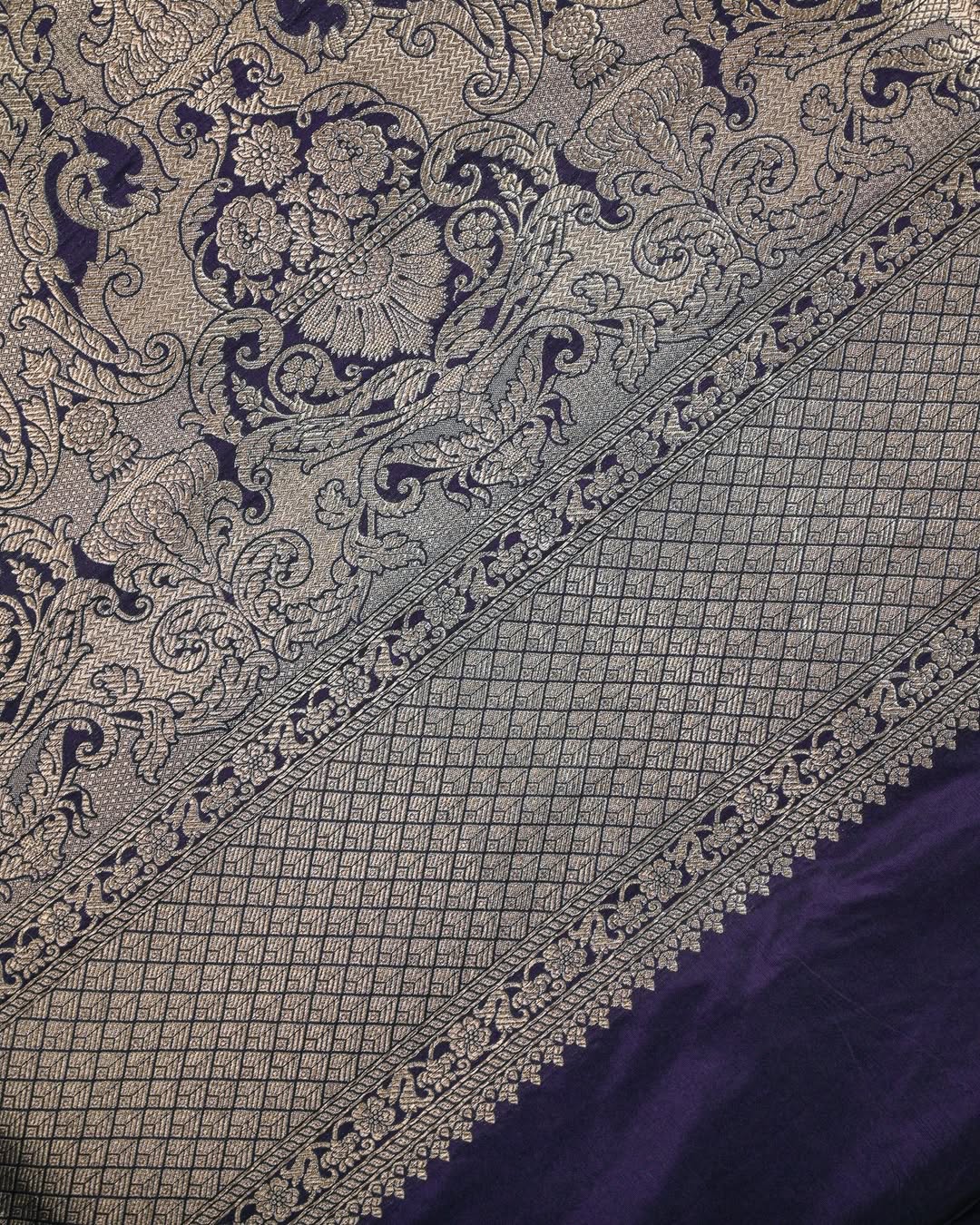 Navy Blue Banarasi Katan Silk Saree