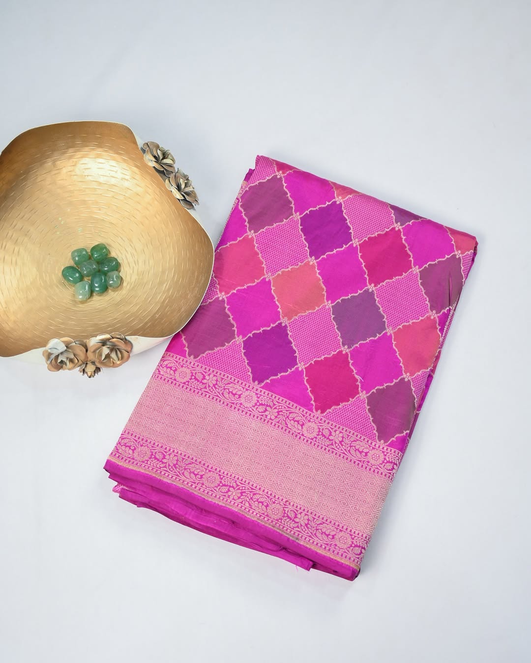 Rani Pink Banarasi Katan Silk Saree