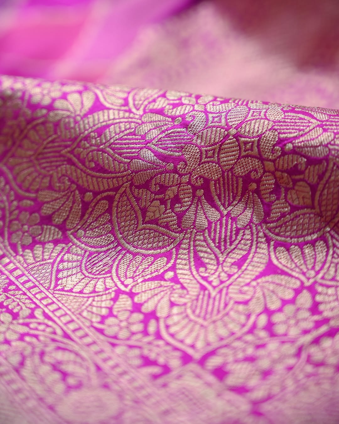 Rani Pink Banarasi Katan Silk Saree