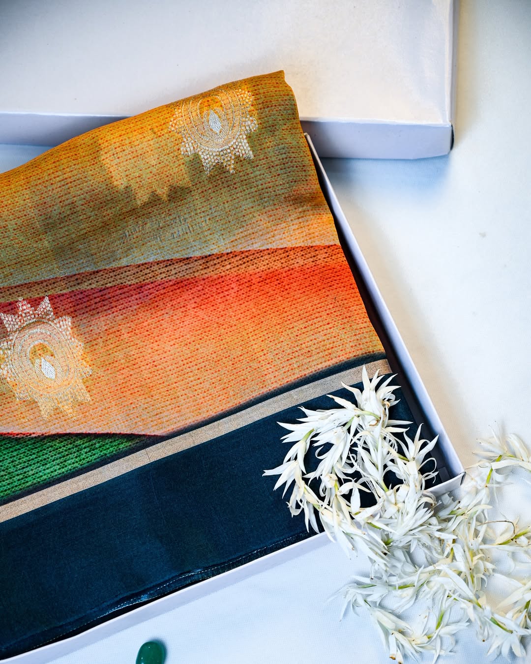 Multi Color Kadhwa Organza Digital Print Saree