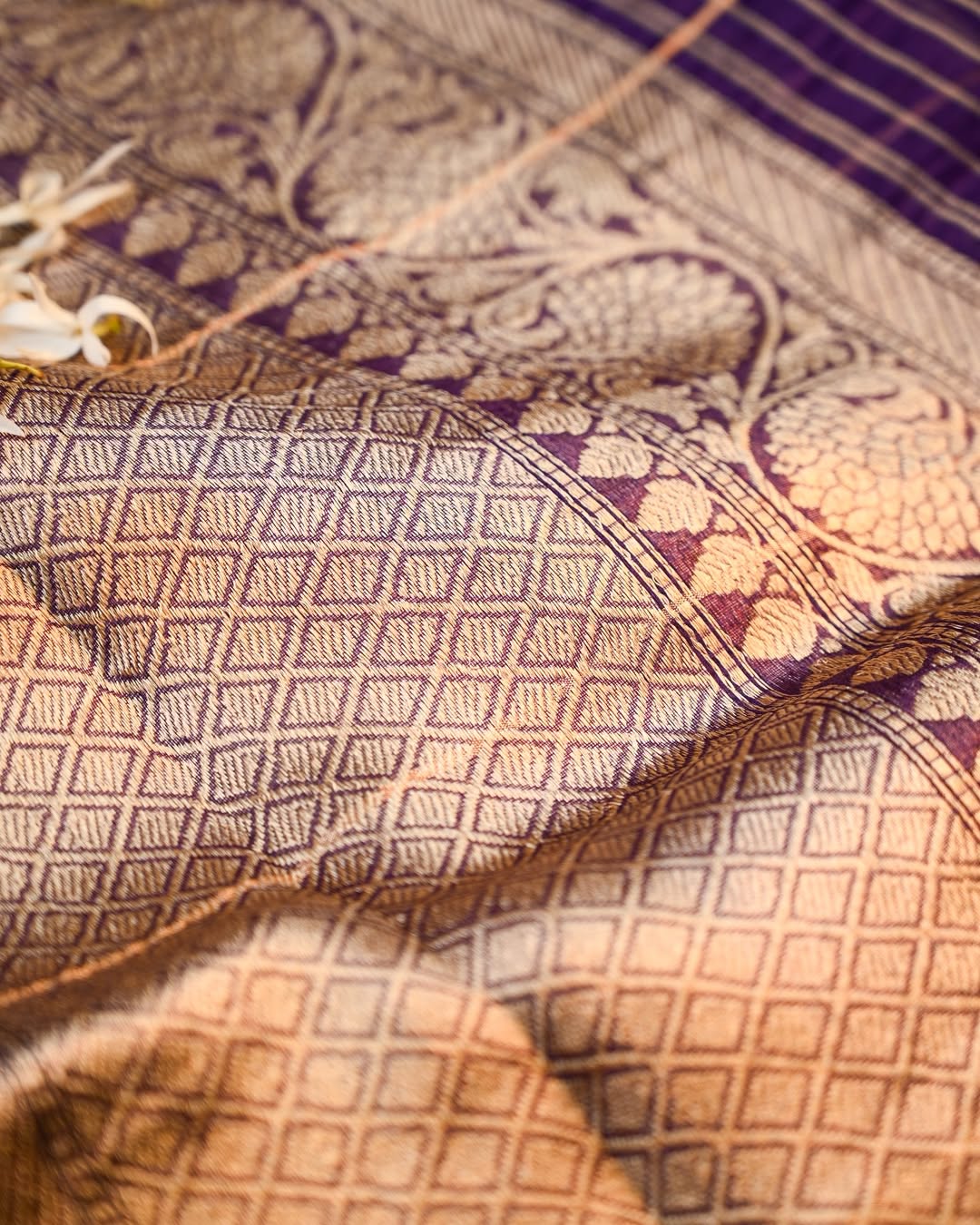 Purple Kadhwa Organza Digital Print Saree