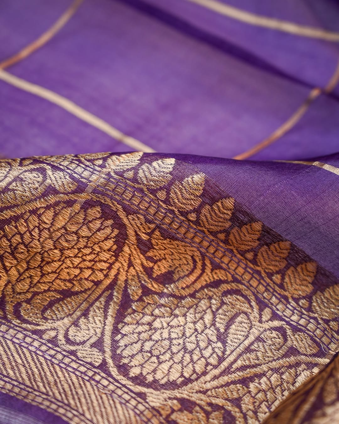 Purple Kadhwa Organza Digital Print Saree