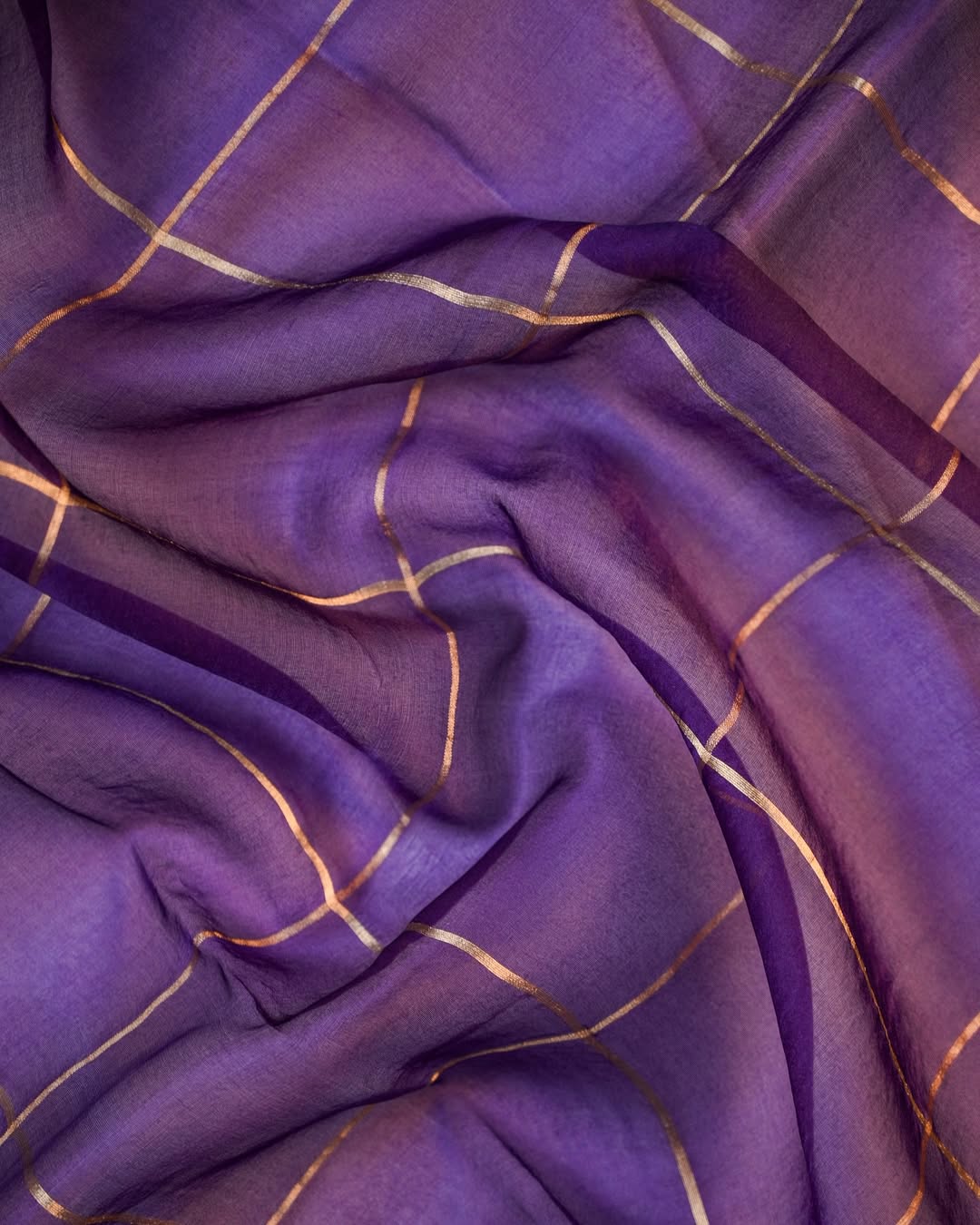 Purple Kadhwa Organza Digital Print Saree