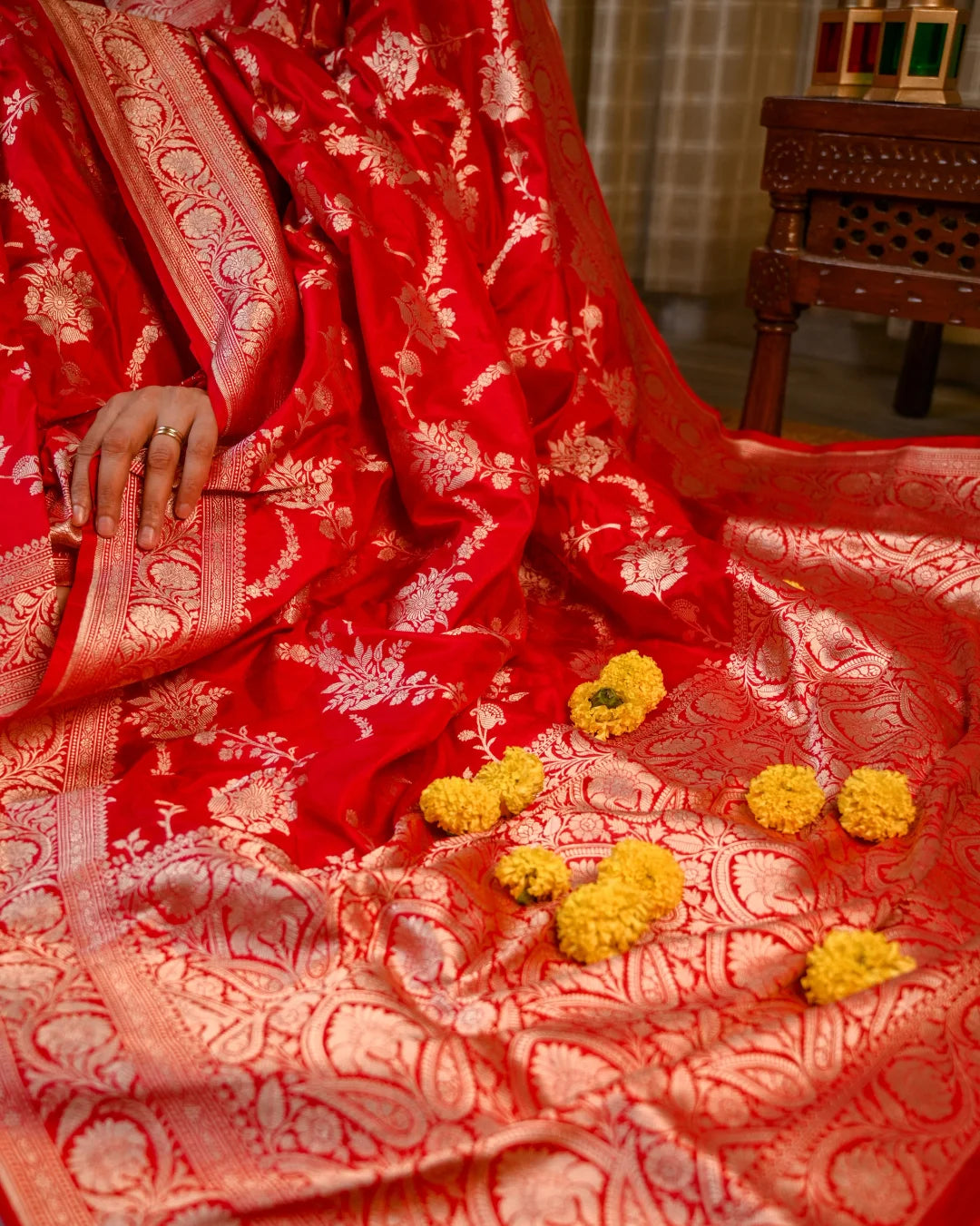 Red Pure Banarasi Katan Silk Saree
