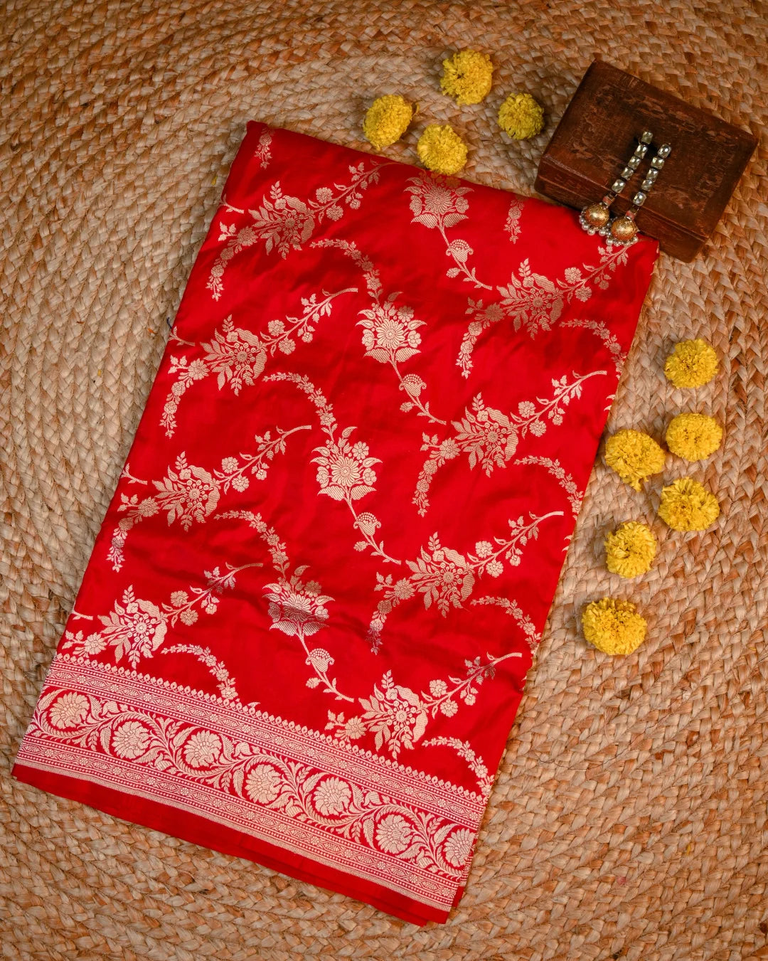 Red Pure Banarasi Katan Silk Saree