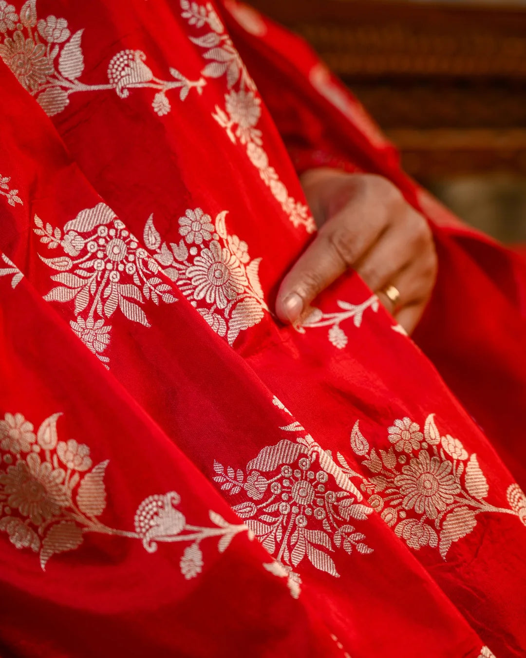 Red Pure Banarasi Katan Silk Saree