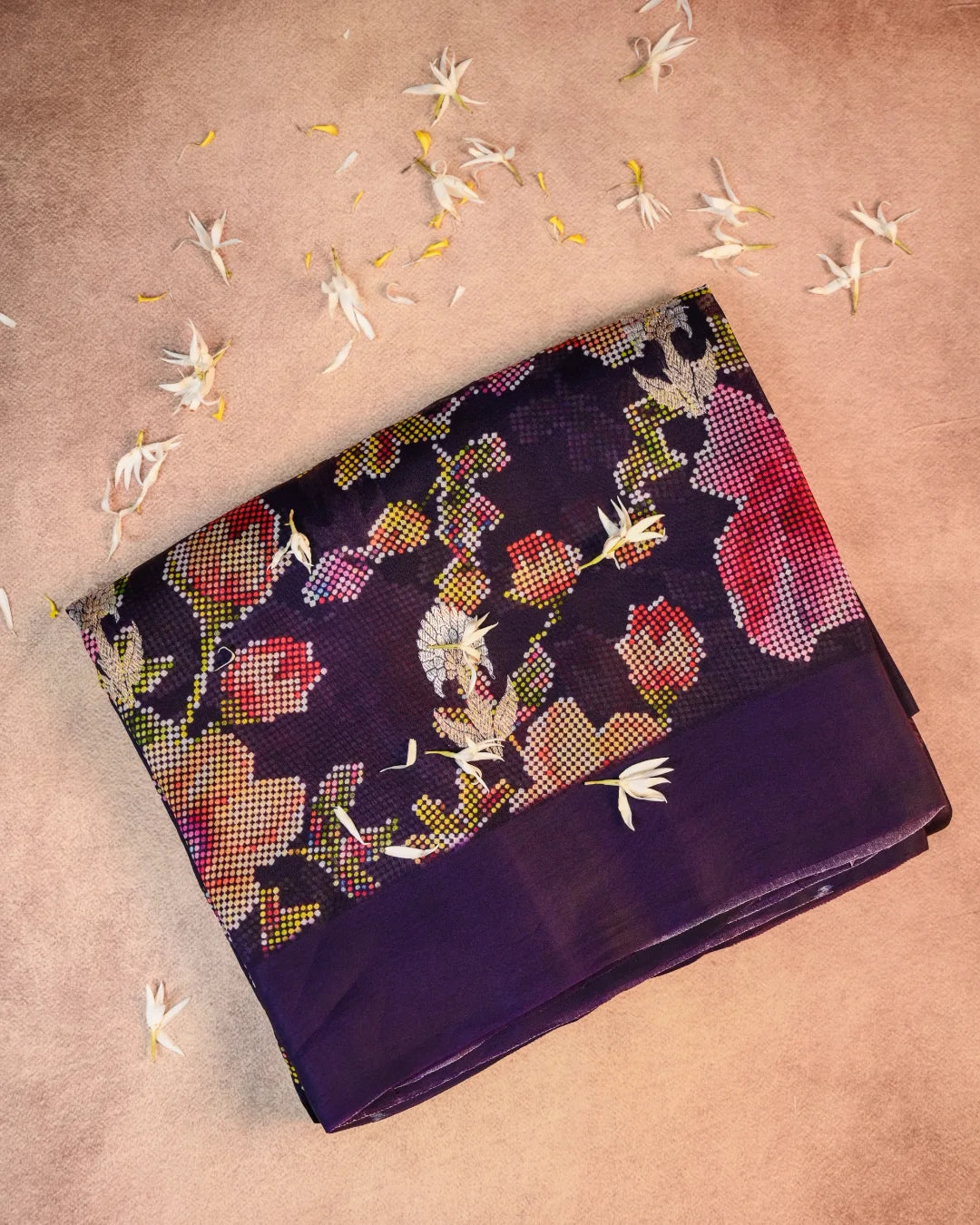 Purple Banarasi Kadwa Organza Digital Print Saree