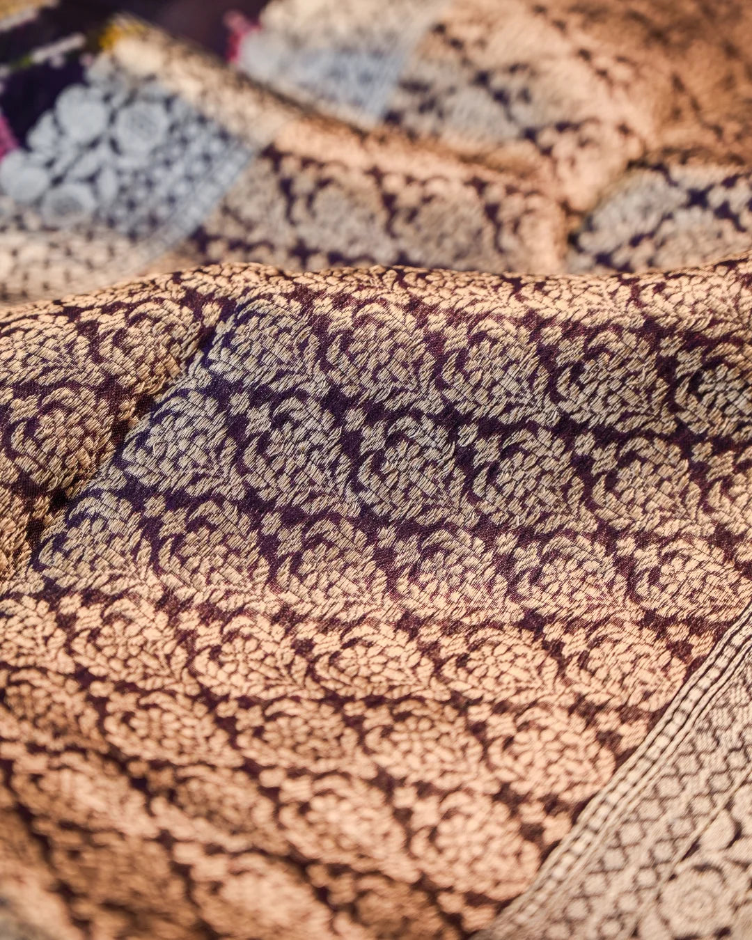 Purple Banarasi Kadwa Organza Digital Print Saree