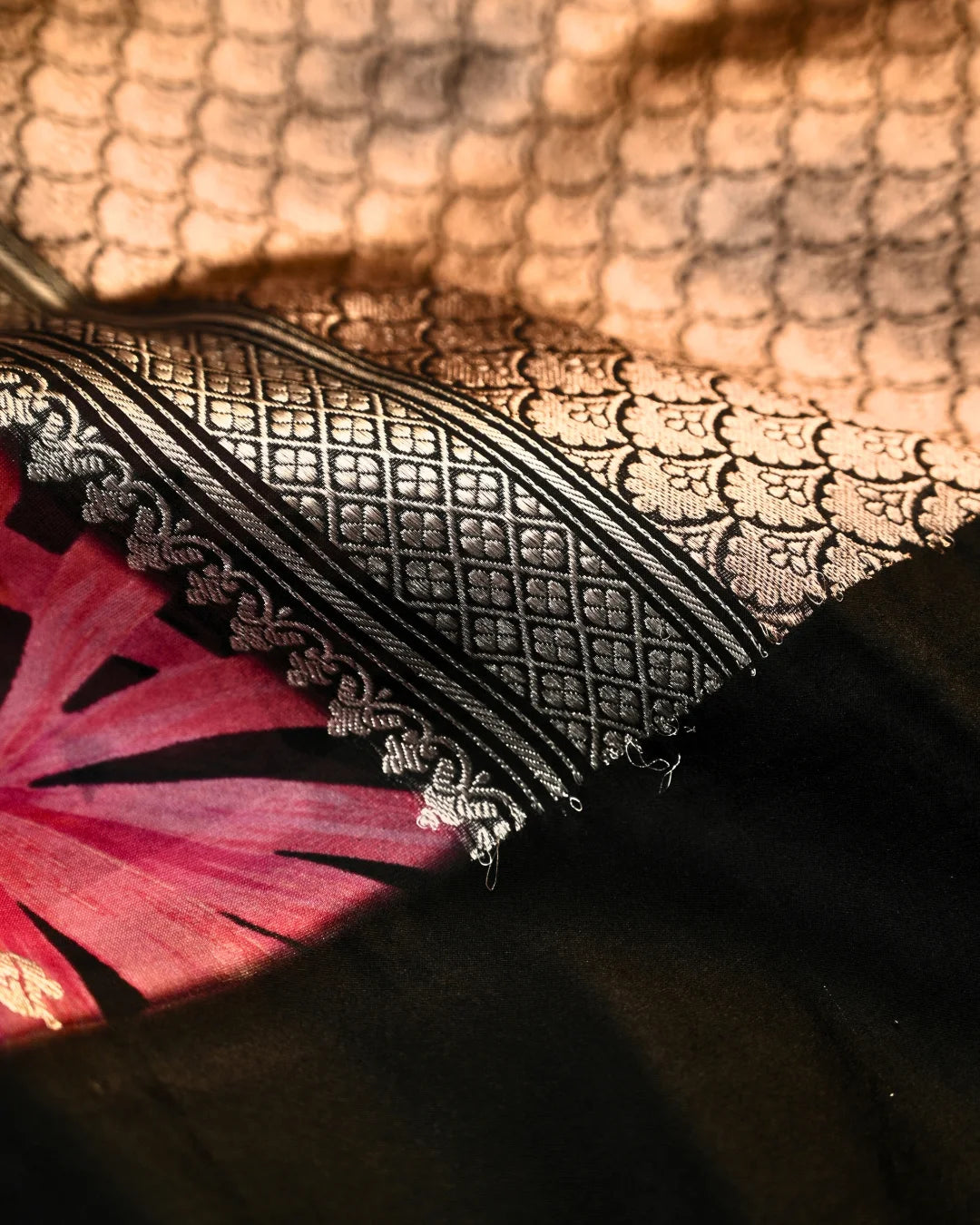 Black Banarasi Kadwa Organza digital Print saree