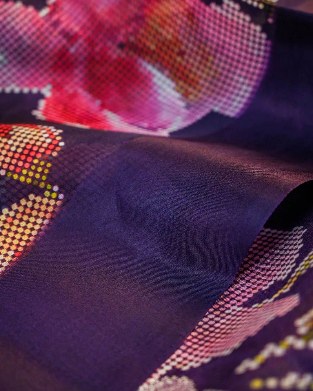 Purple Banarasi Kadwa Organza Digital Print Saree