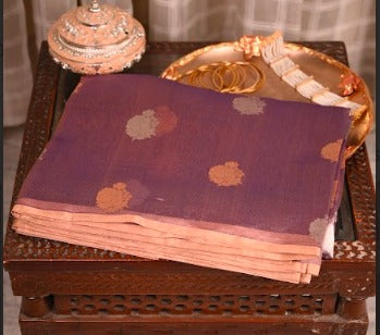 Purple Kadwa Handloom Tissue Silk Saree