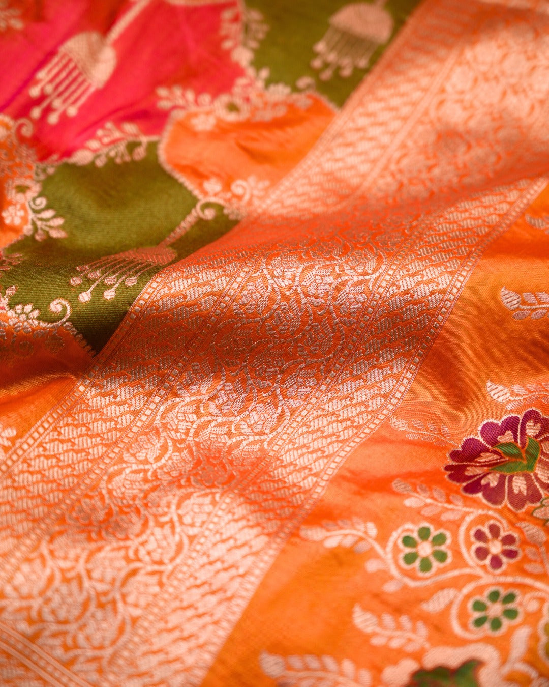 Banarasi Handloom Katan Silk Rangkaat Saree – Multicolor