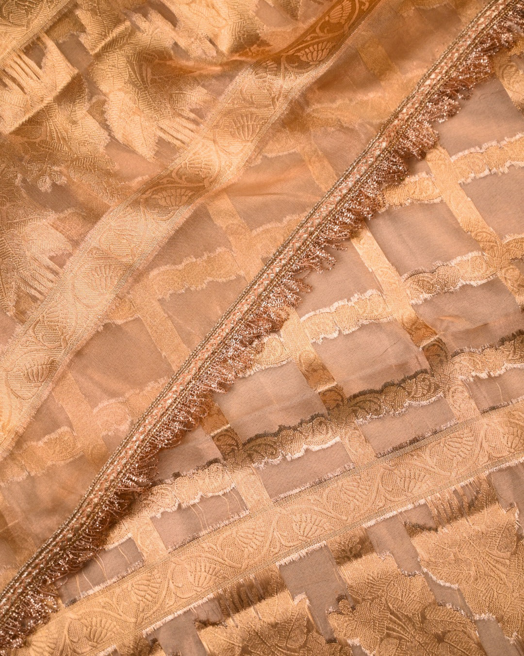 Soft Gold Tissue Silk Unstitched Suit Set