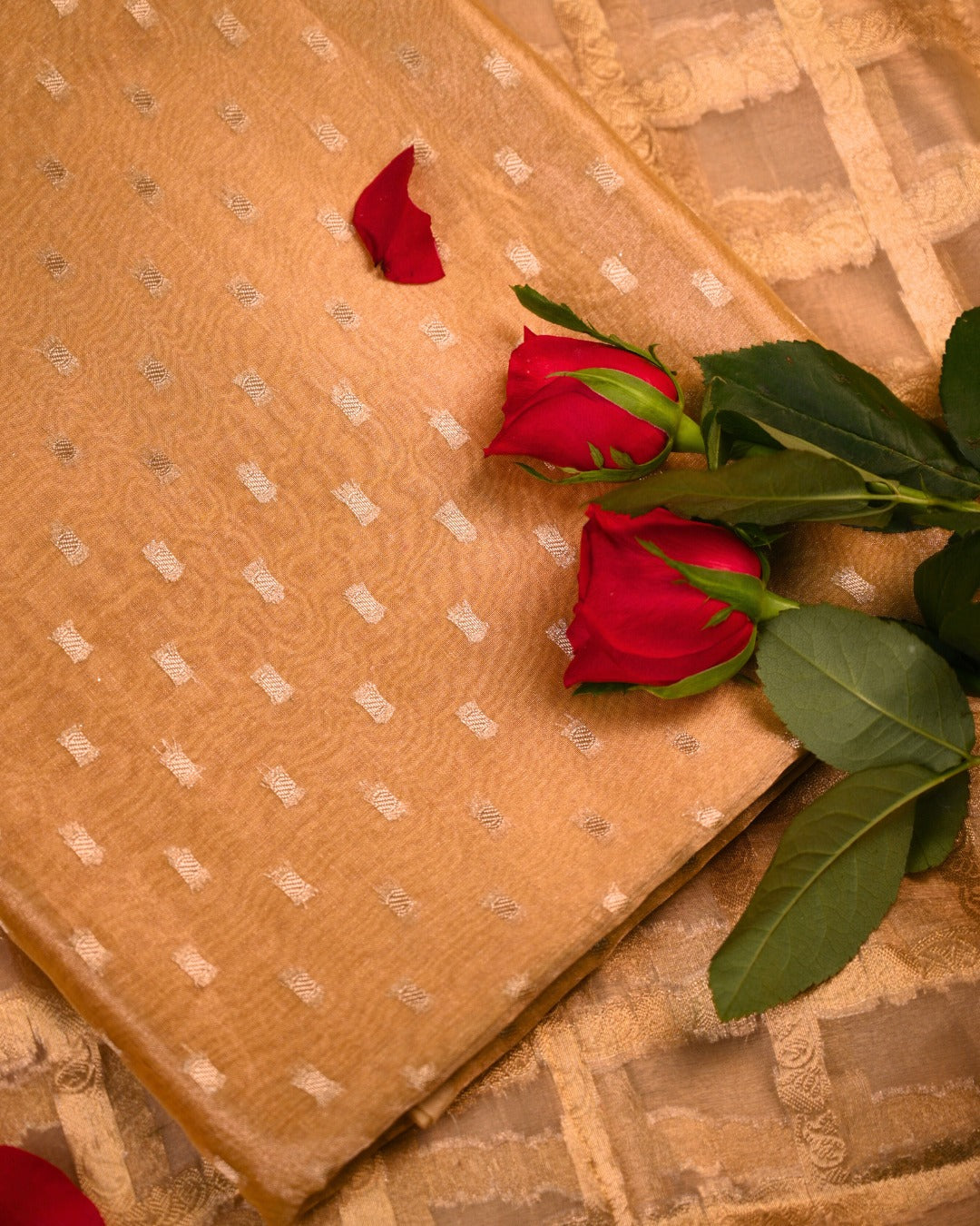 Soft Gold Tissue Silk Unstitched Suit Set