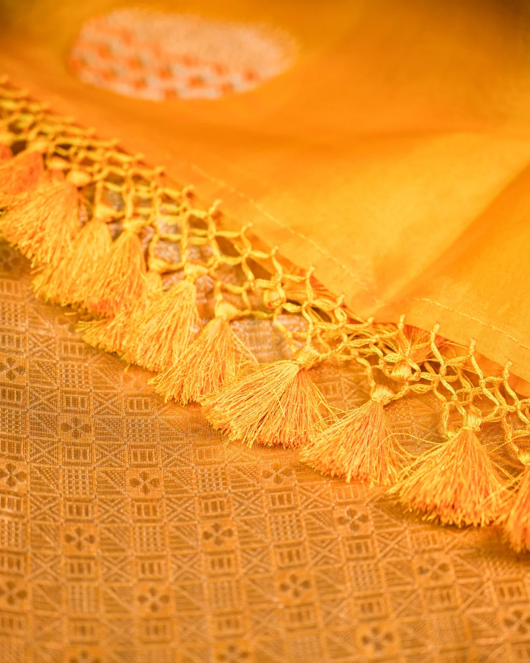 Yellow Tissue Brocade Organza Dupatta Unstitched Suit Set