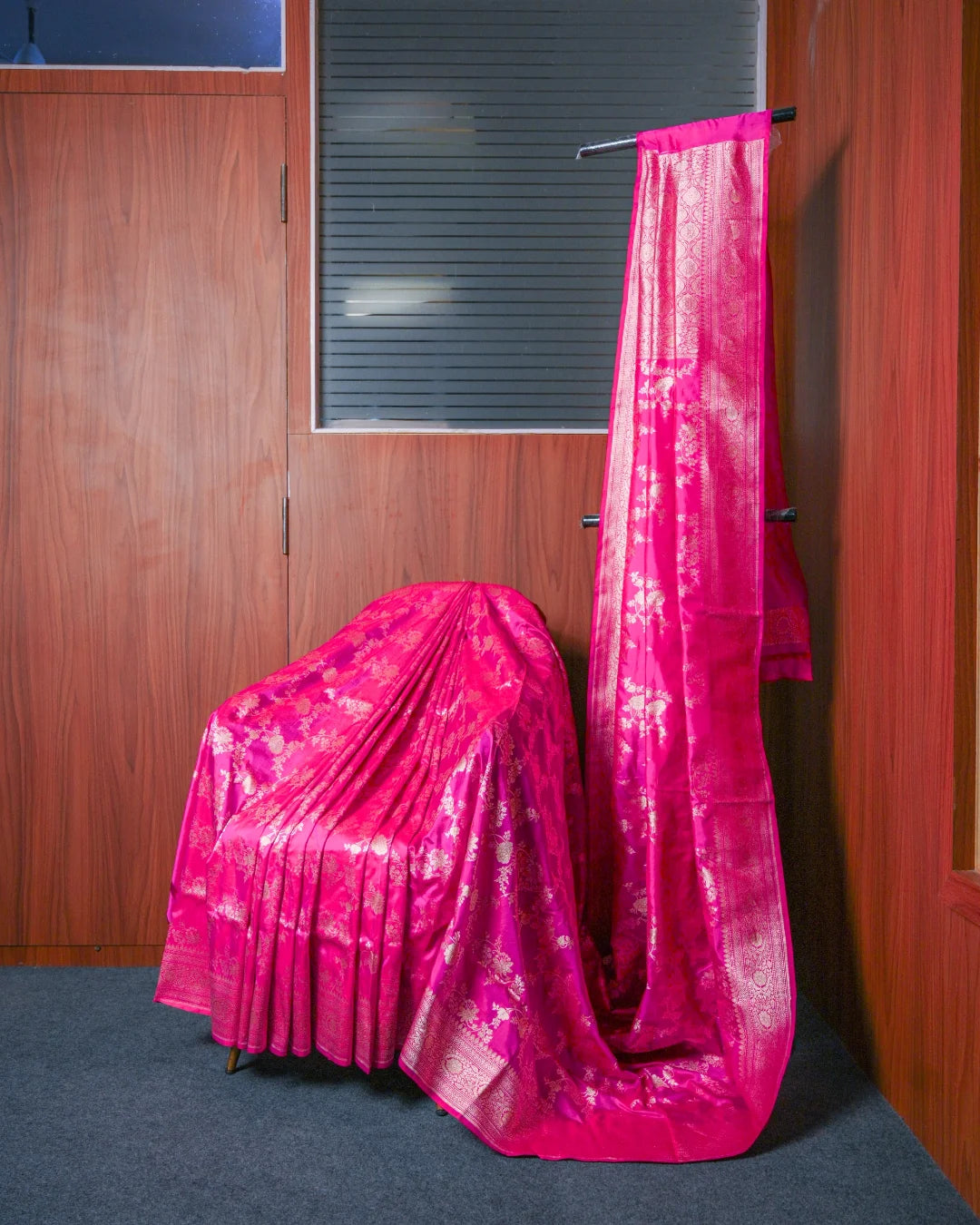 Rani Pink Banarasi Katan Silk Saree