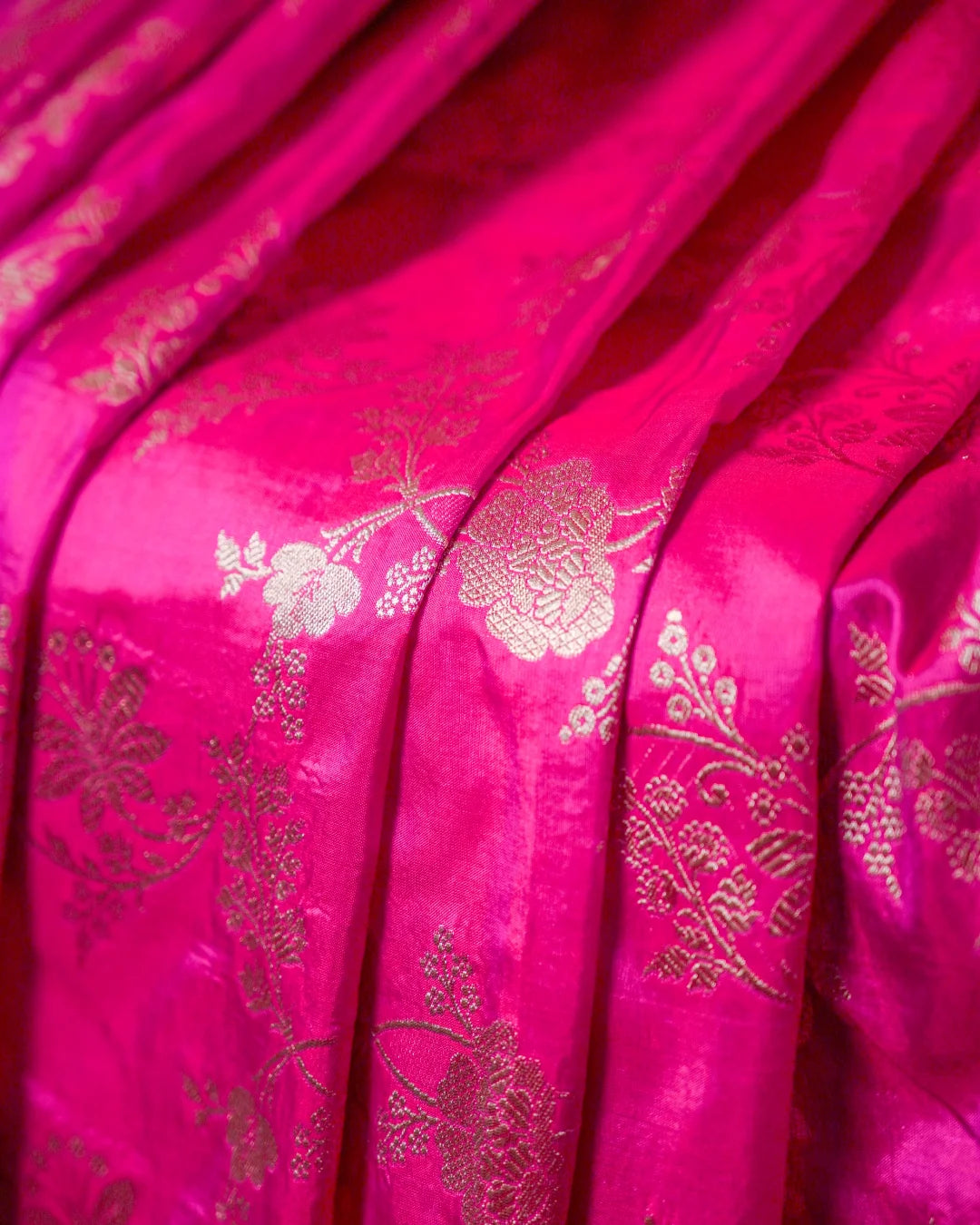 Rani Pink Banarasi Katan Silk Saree