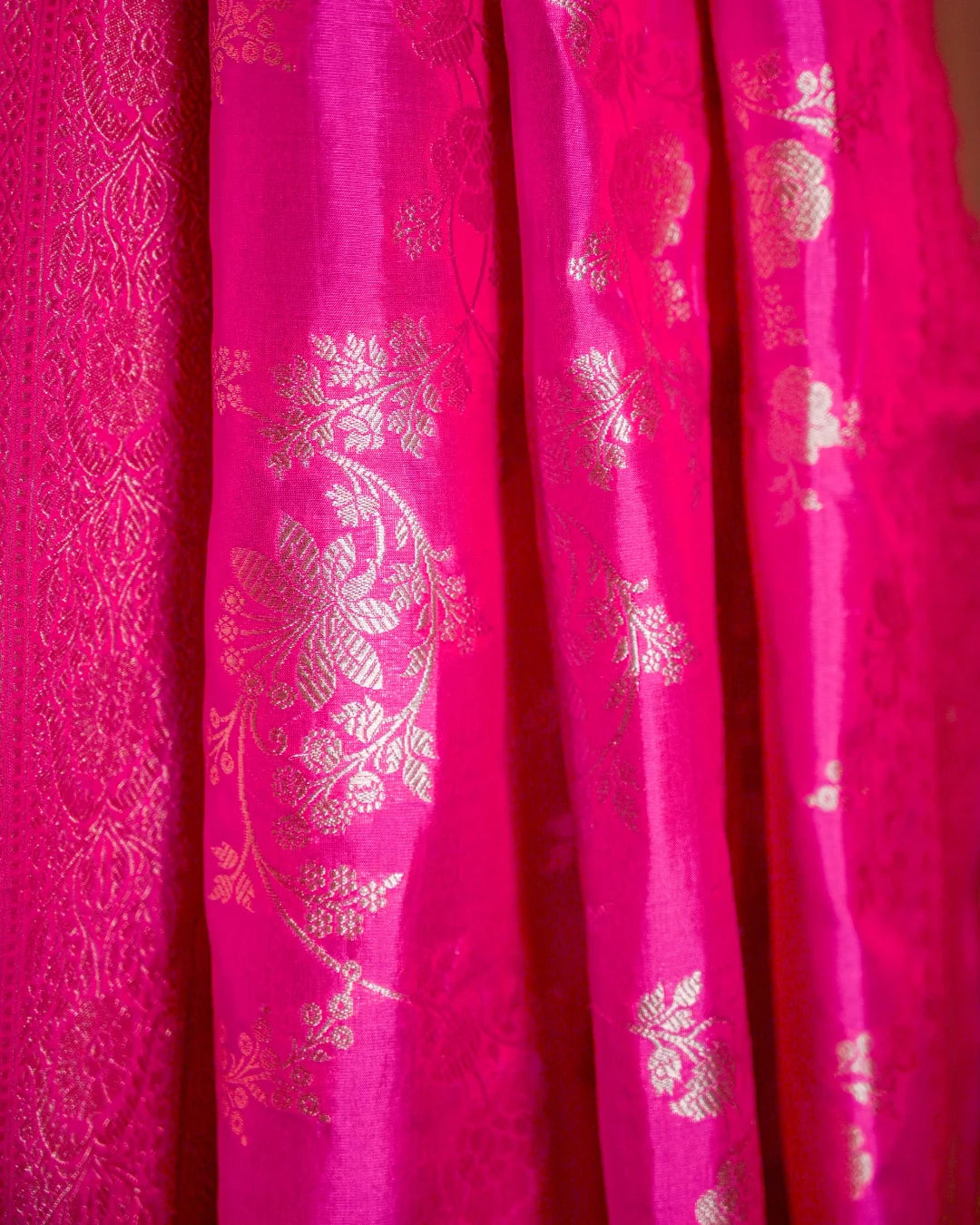 Rani Pink Banarasi Katan Silk Saree