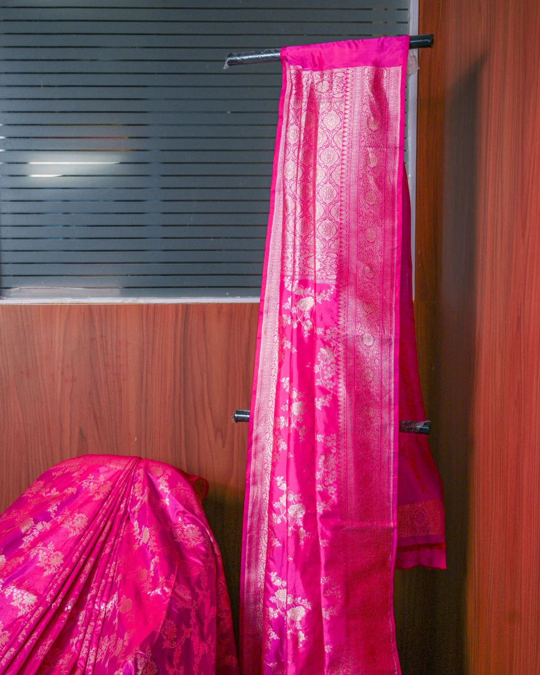 Rani Pink Banarasi Katan Silk Saree