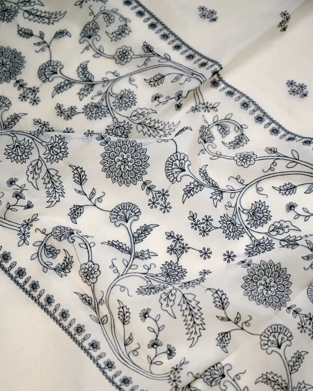 Organza Silk Embroidered Unstitched Suit Set with Dupatta