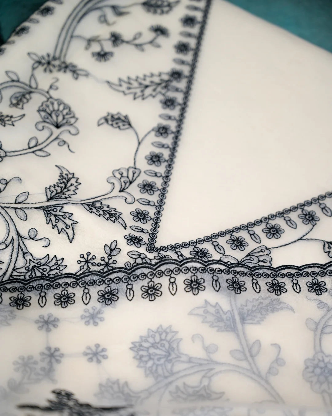 Organza Silk Embroidered Unstitched Suit Set with Dupatta