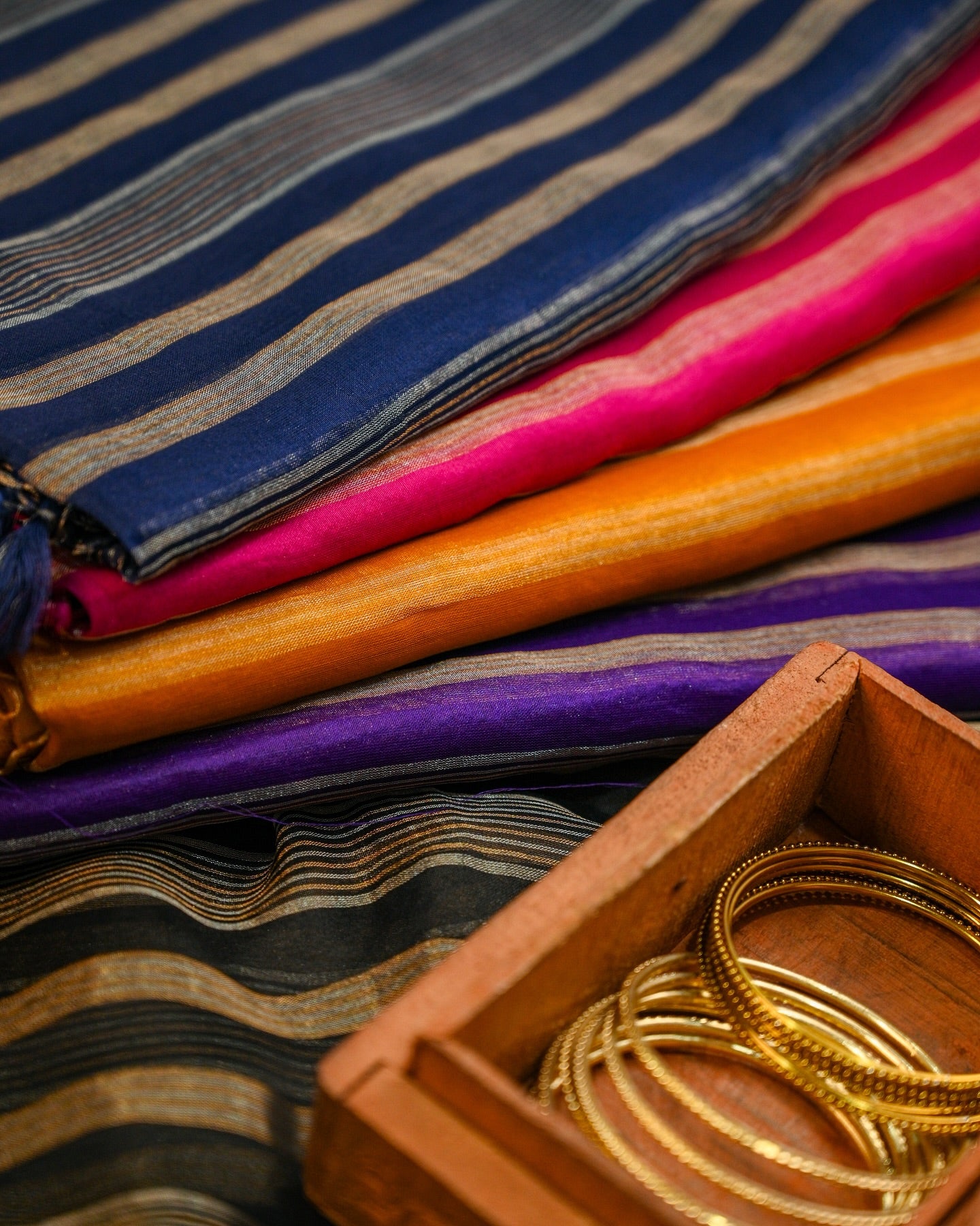 Silk Organza Striped Saree
