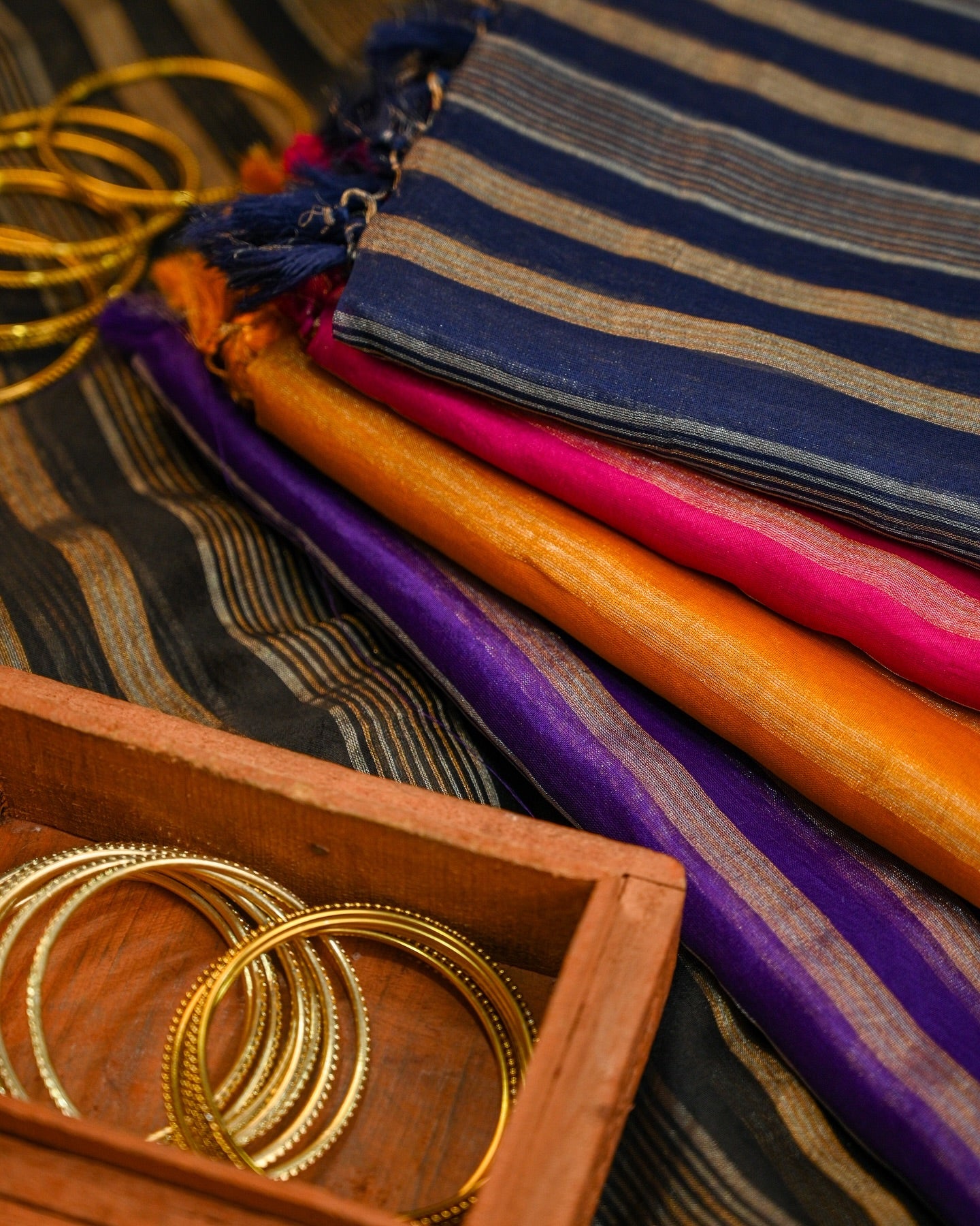 Silk Organza Striped Saree