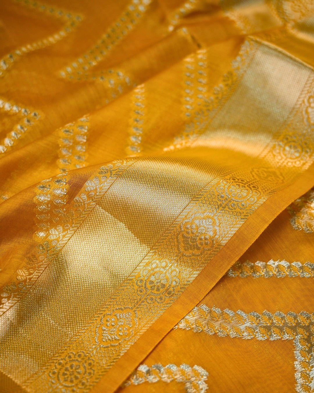 Mustard Yellow Liva Silk Excel Jacquard Saree