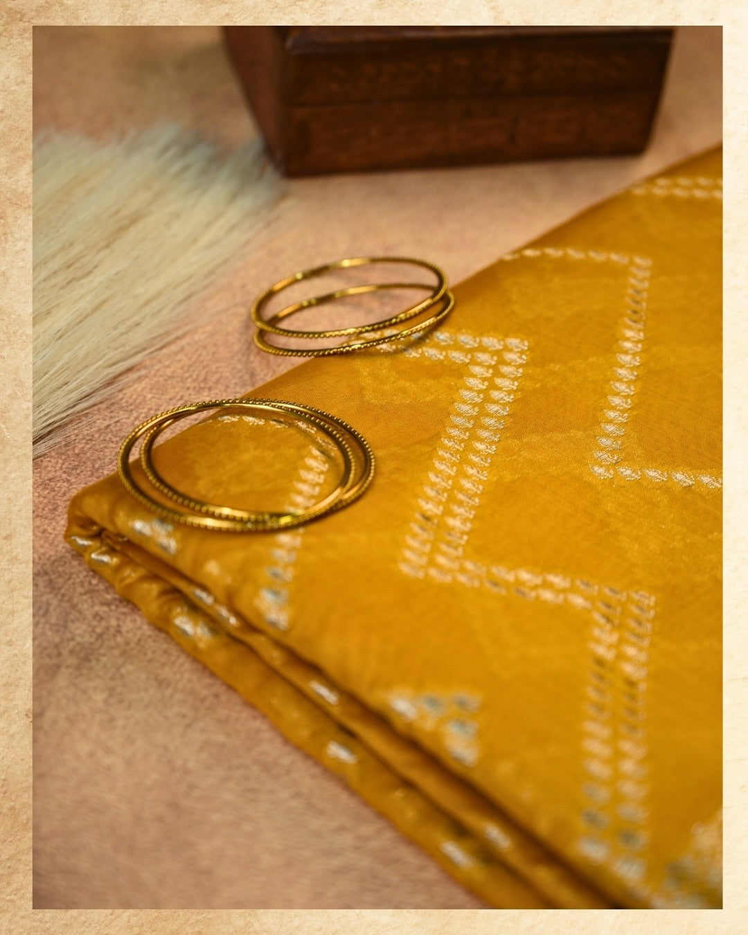 Mustard Yellow Liva Silk Excel Jacquard Saree