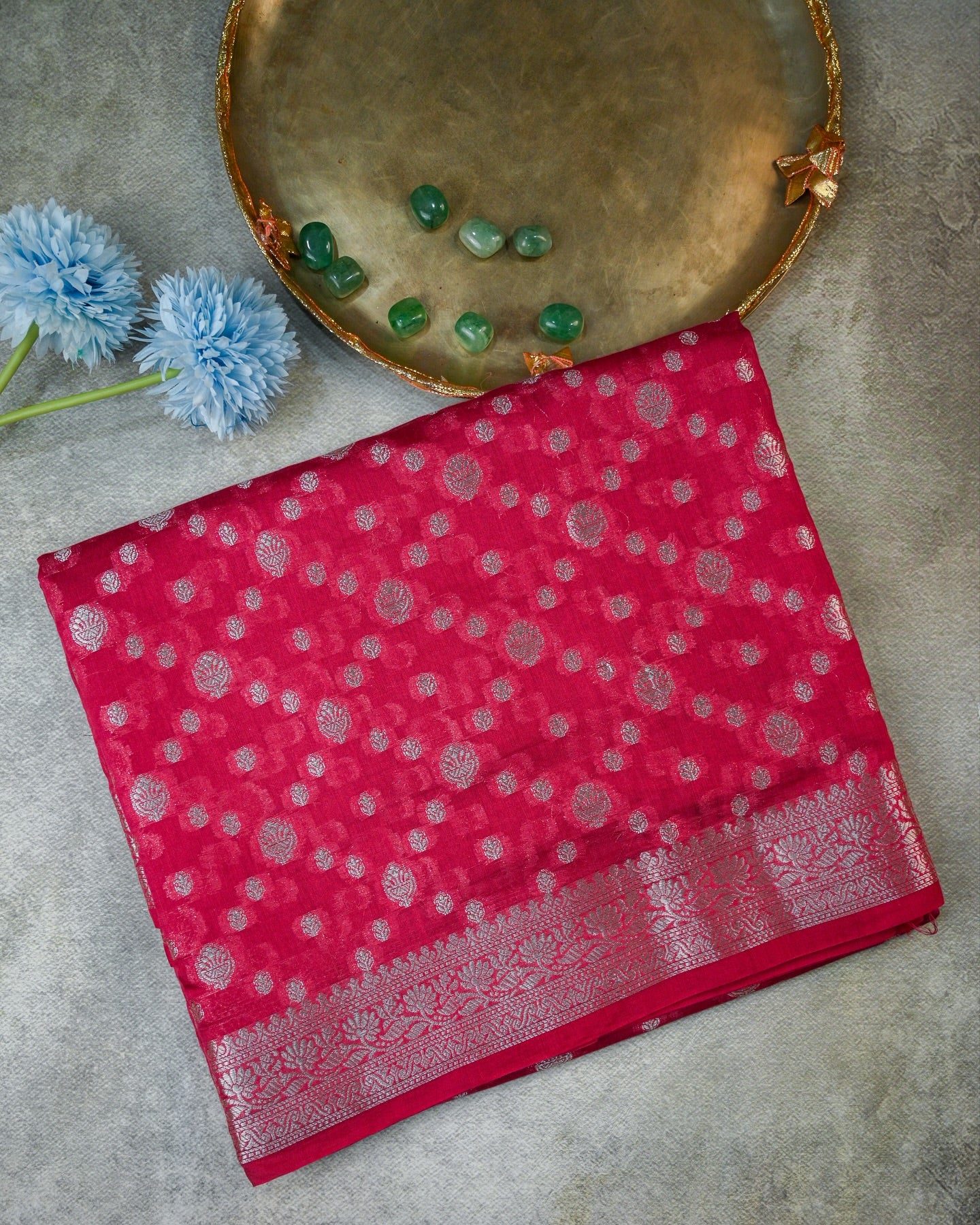 Red Liva Silk Excel Jacquard Saree