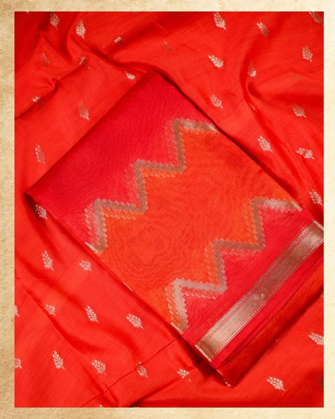 Hand-Dyed Rangkaat Chanderi Silk Suit Set with Organza Dupatta