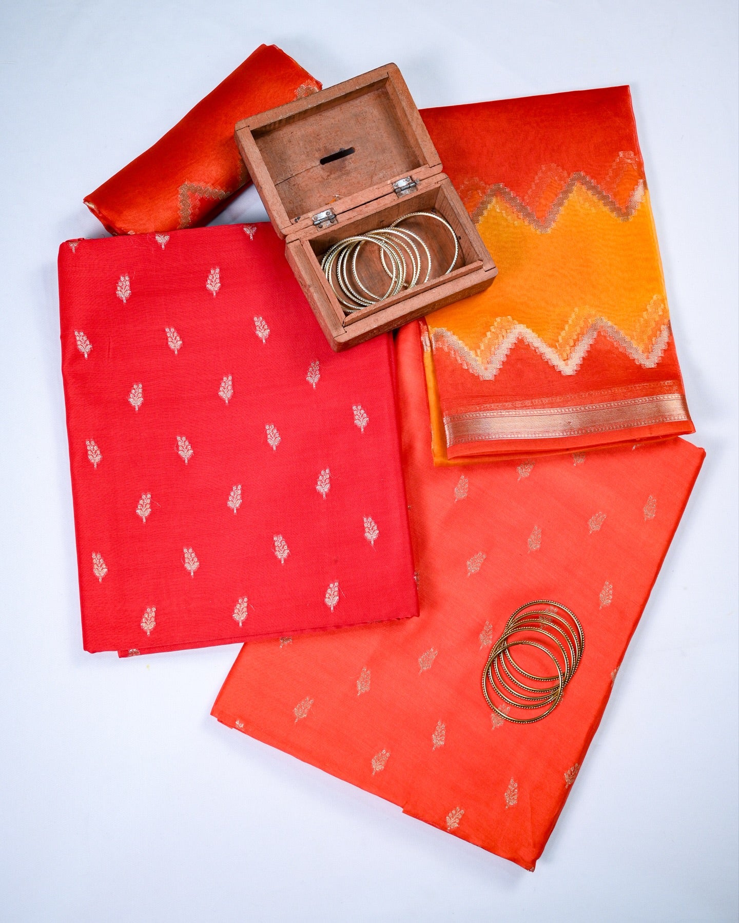 Hand-Dyed Rangkaat Chanderi Silk Suit Set with Organza Dupatta