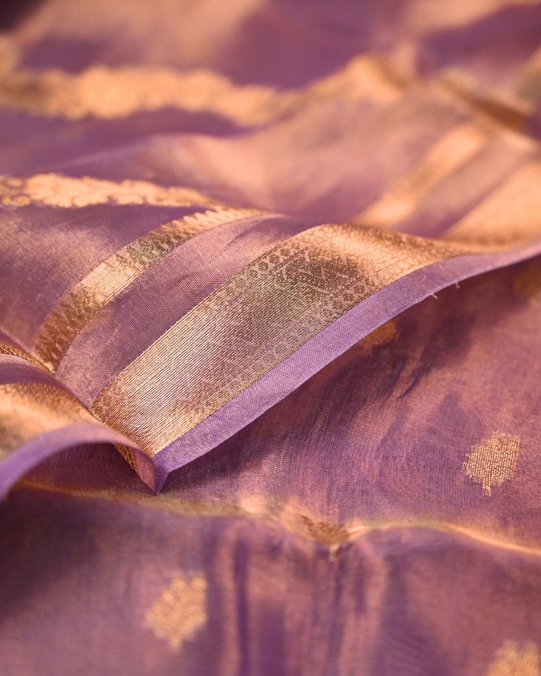 Purple Banarasi Tissue Silk Unstitched Suit Set