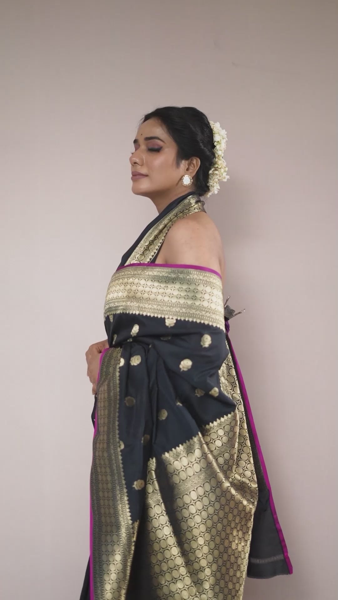 Black Blended Silk Saree