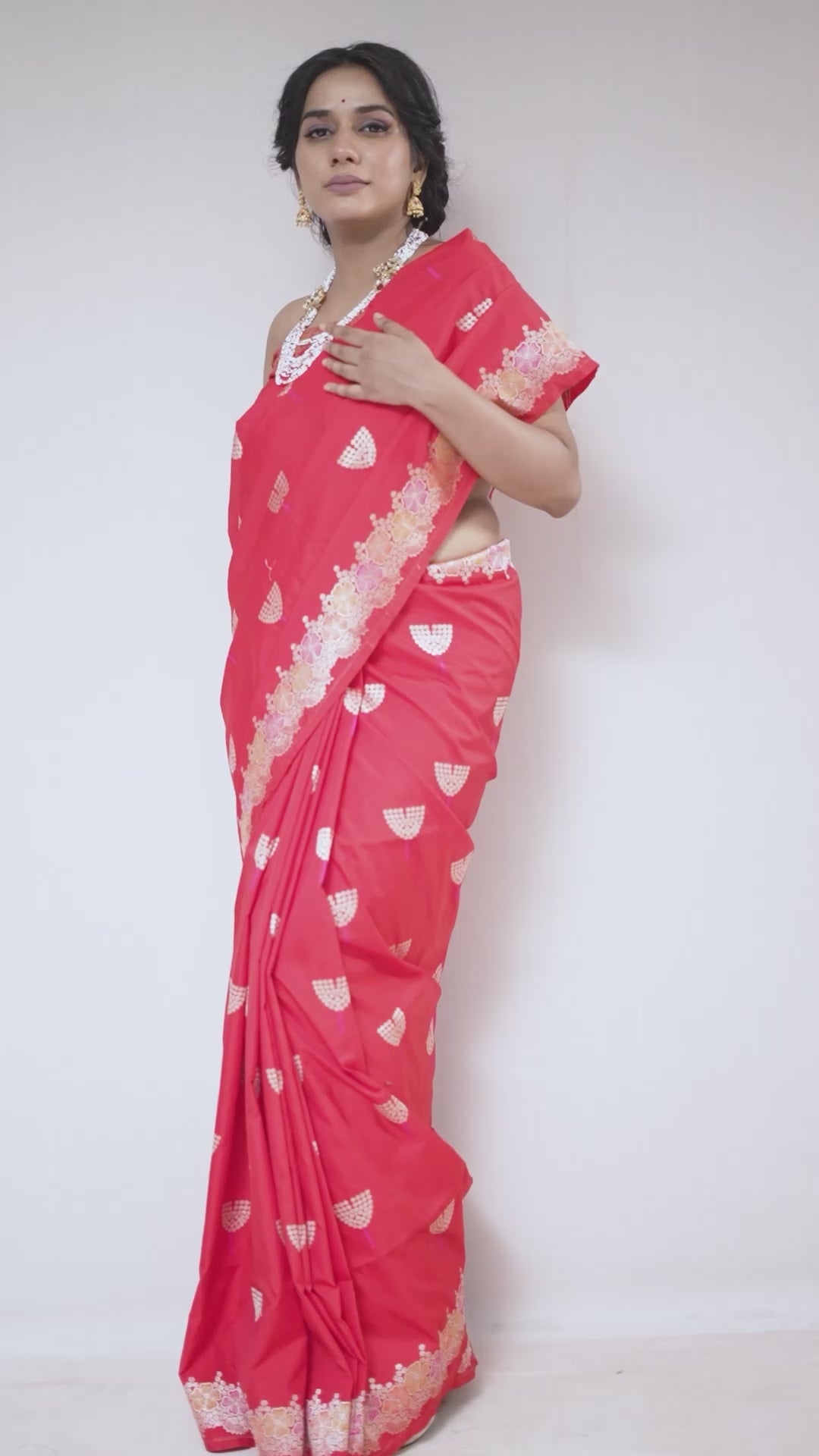 Red Mushroo Silk Saree