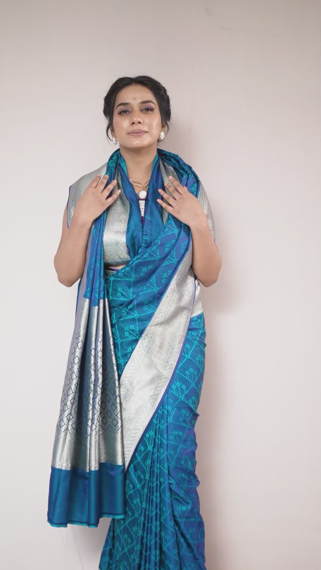 Midnight Blue Mushroo Silk Saree