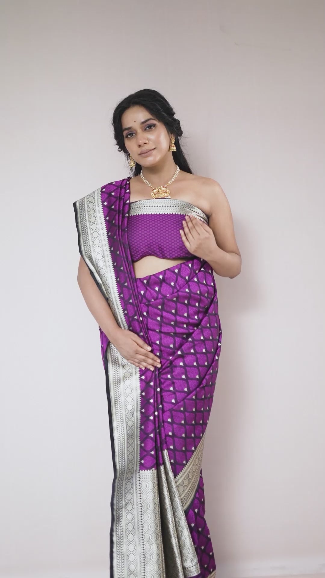Purple Mushroo Silk Banarasi Saree