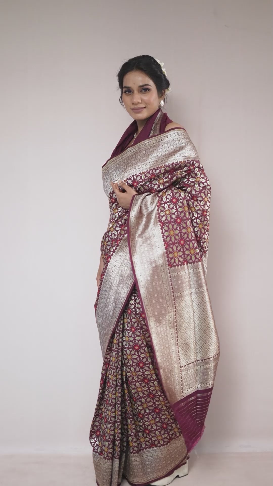Wine Blended Silk Saree