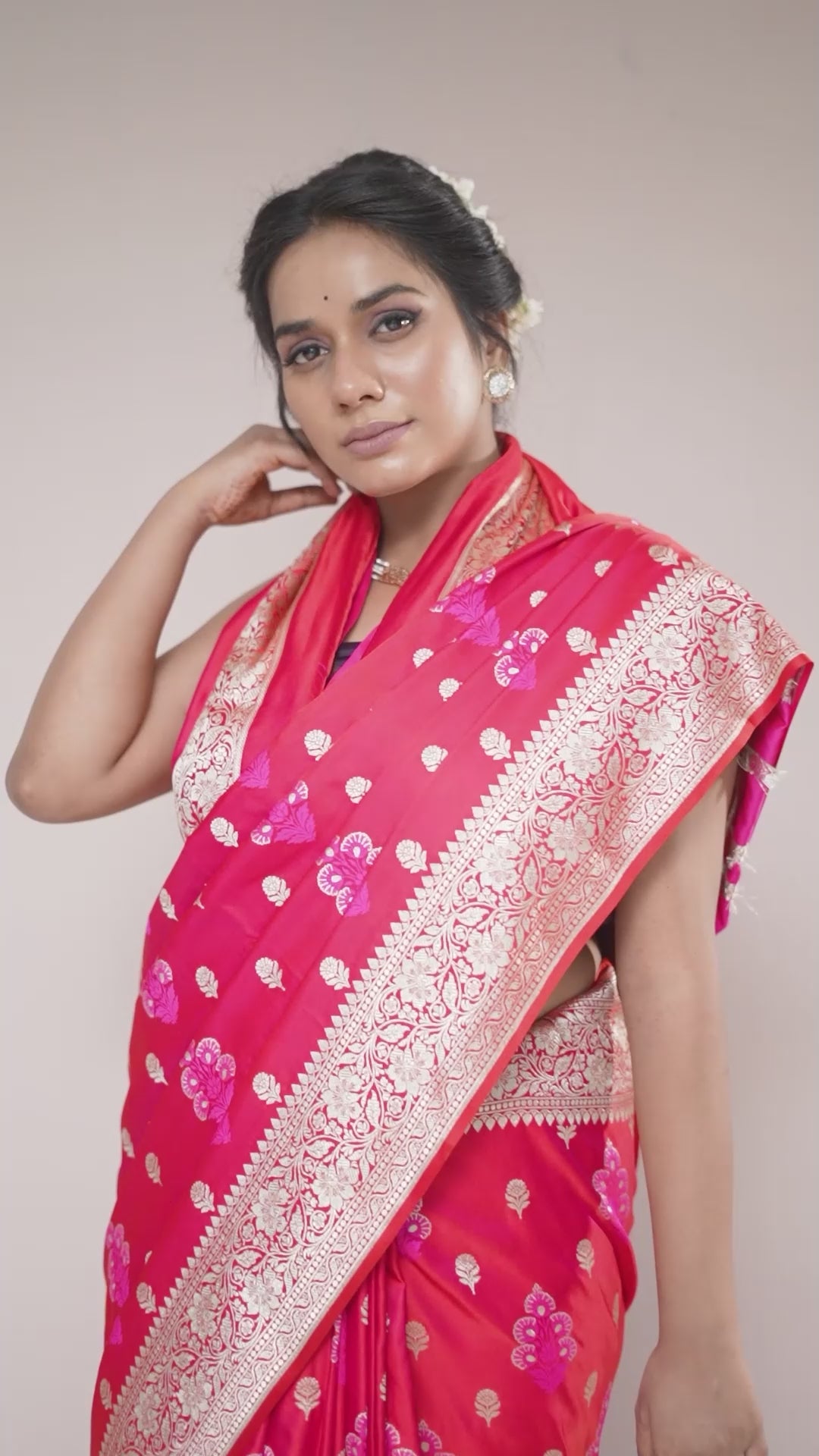 Red Rani Double Tone Mushroo Silk Saree